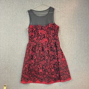 Trixxi‎ Clothing Company Dress Red Black Lace Sleeveless Party Cocktail
